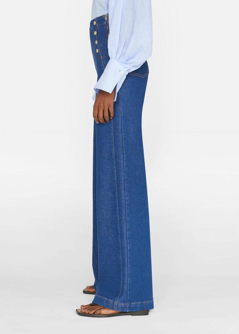 Side snap wide leg 2024 jeans