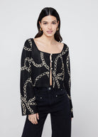 Heidi Black Chain Lurex Knit Cardigan - Domino Style