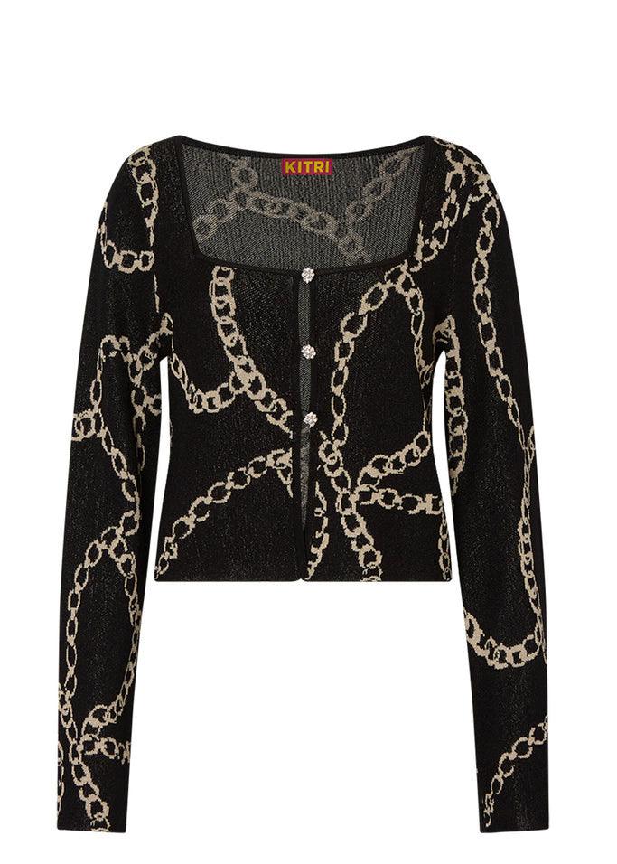 Heidi Black Chain Lurex Knit Cardigan - Domino Style