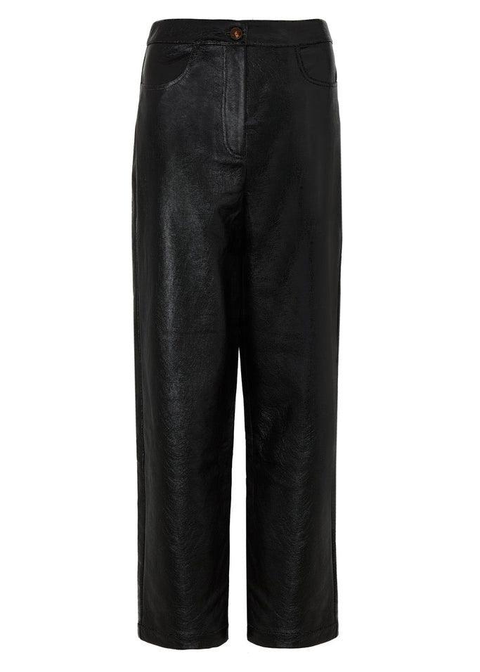 Janice Black Vinyl Trousers - Domino Style