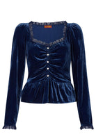 Sabine Navy Velvet Top - Domino Style