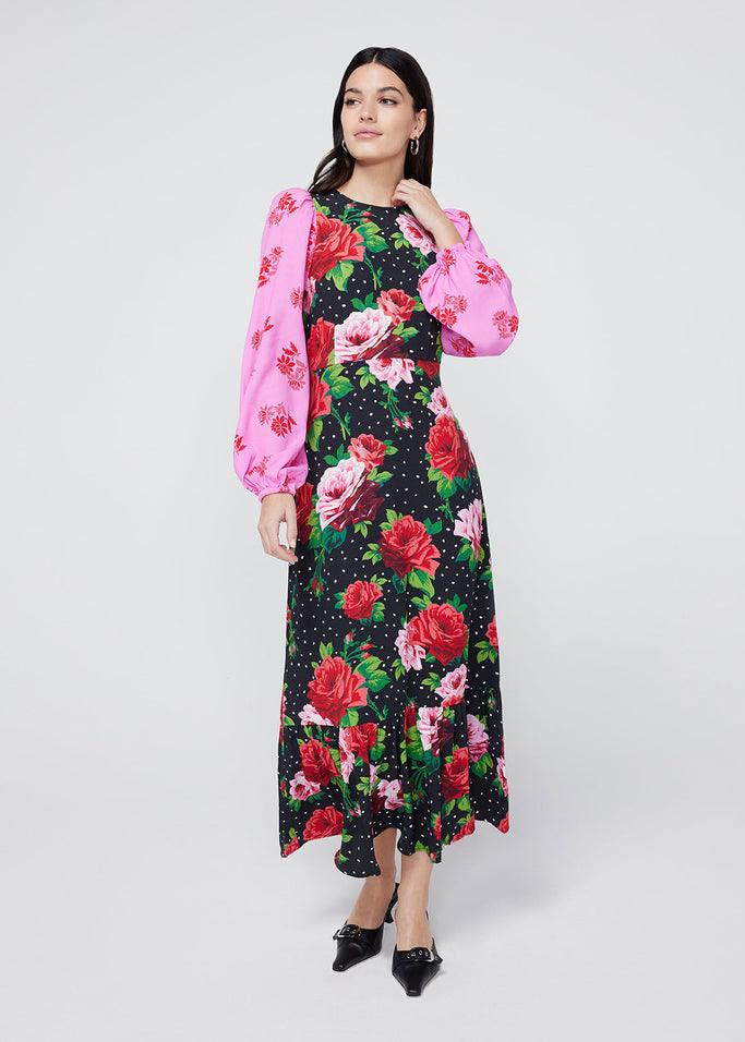 Samara Rose Mixed Print Midi Dress - Domino Style