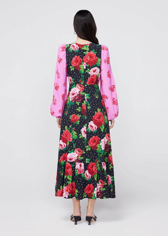 Samara Rose Mixed Print Midi Dress - Domino Style