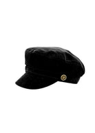 Hailey Velvet Baker Boy Hat - Black - Domino Style