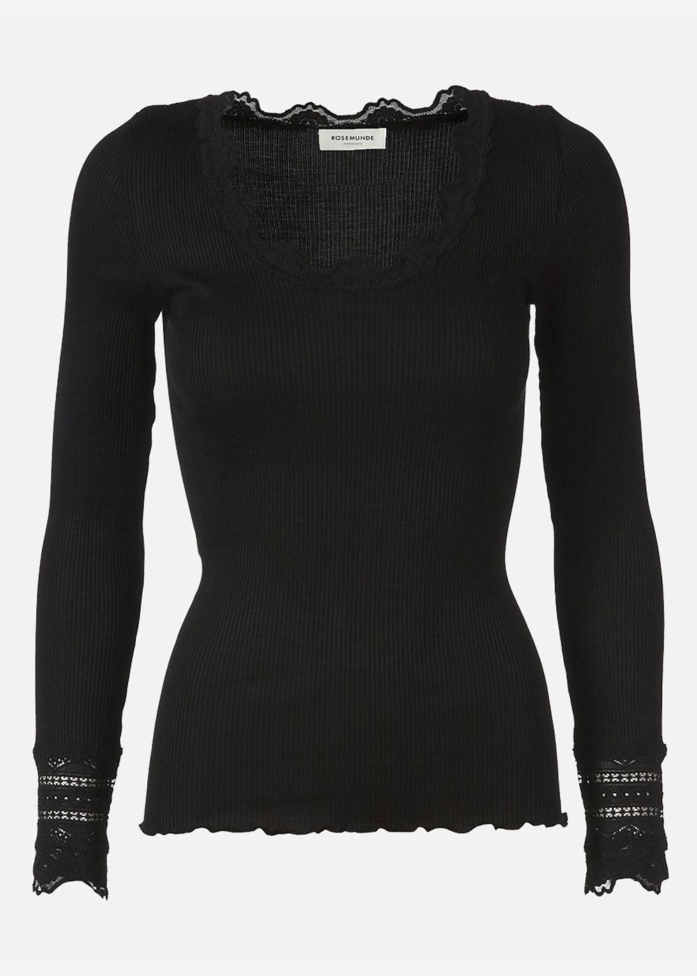 Lace Edge Top - Black - Domino Style