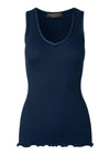Silk Top with Elastic Band - Navy - Domino Style
