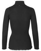 Turtleneck Silk Blouse - Black - Domino Style