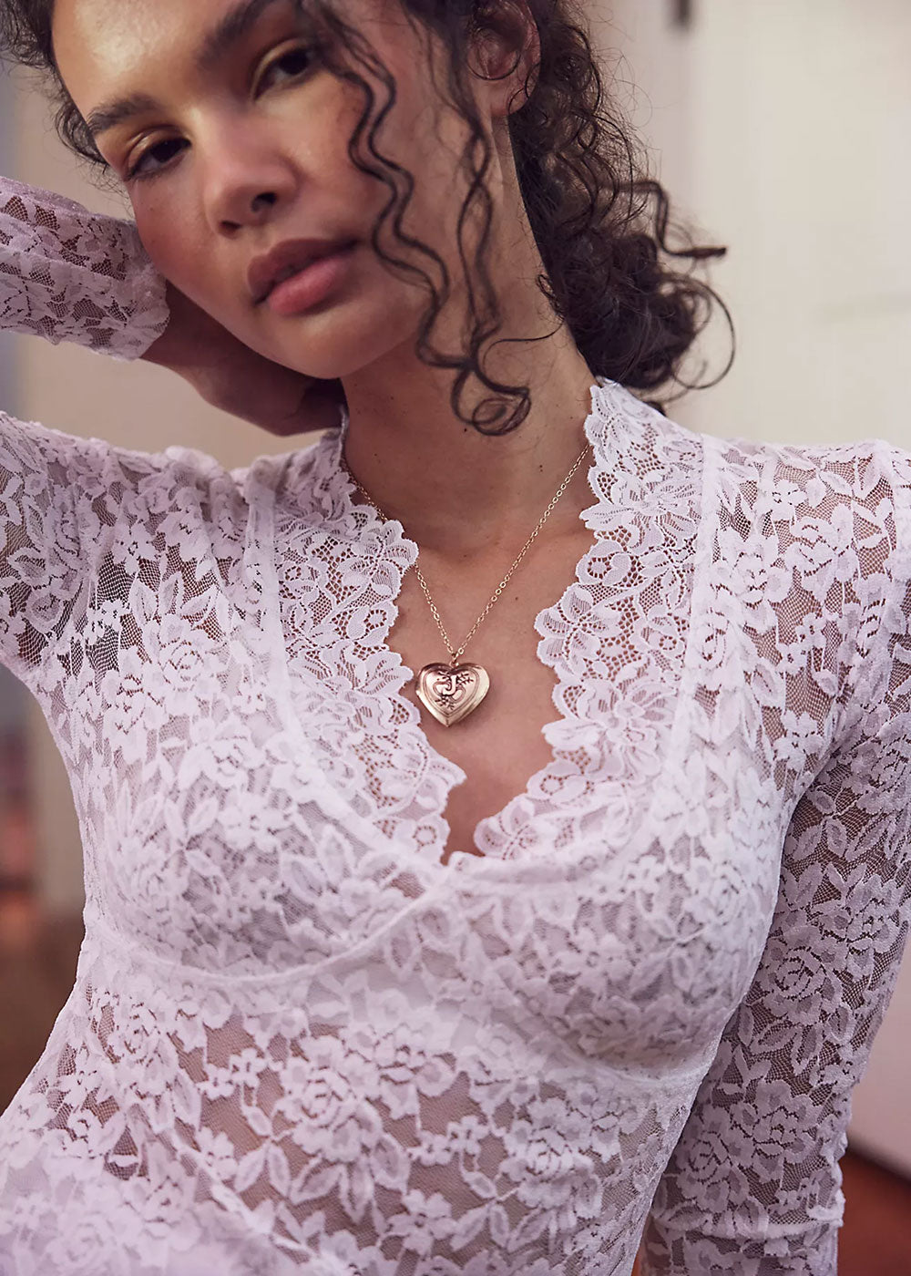 All Day Lace Long Sleeve - Ivory - Domino Style