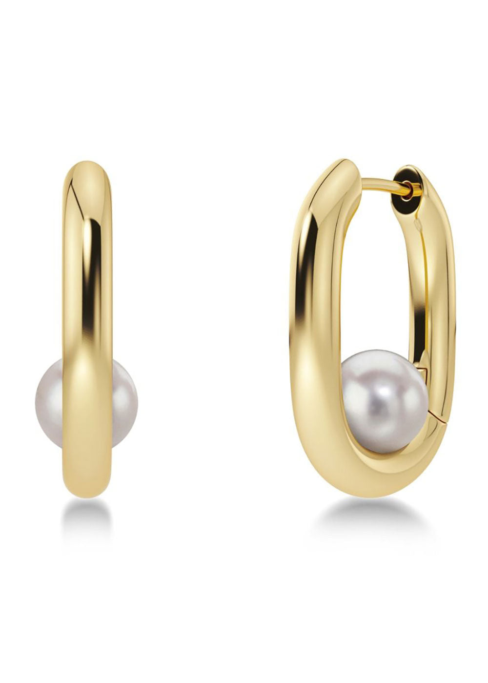 Modernist Pearl Hoops L Gold - Domino Style