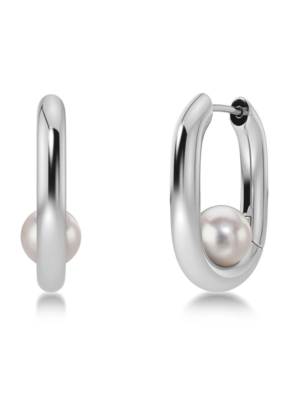 Modernist Pearl Hoops L Steel - Domino Style