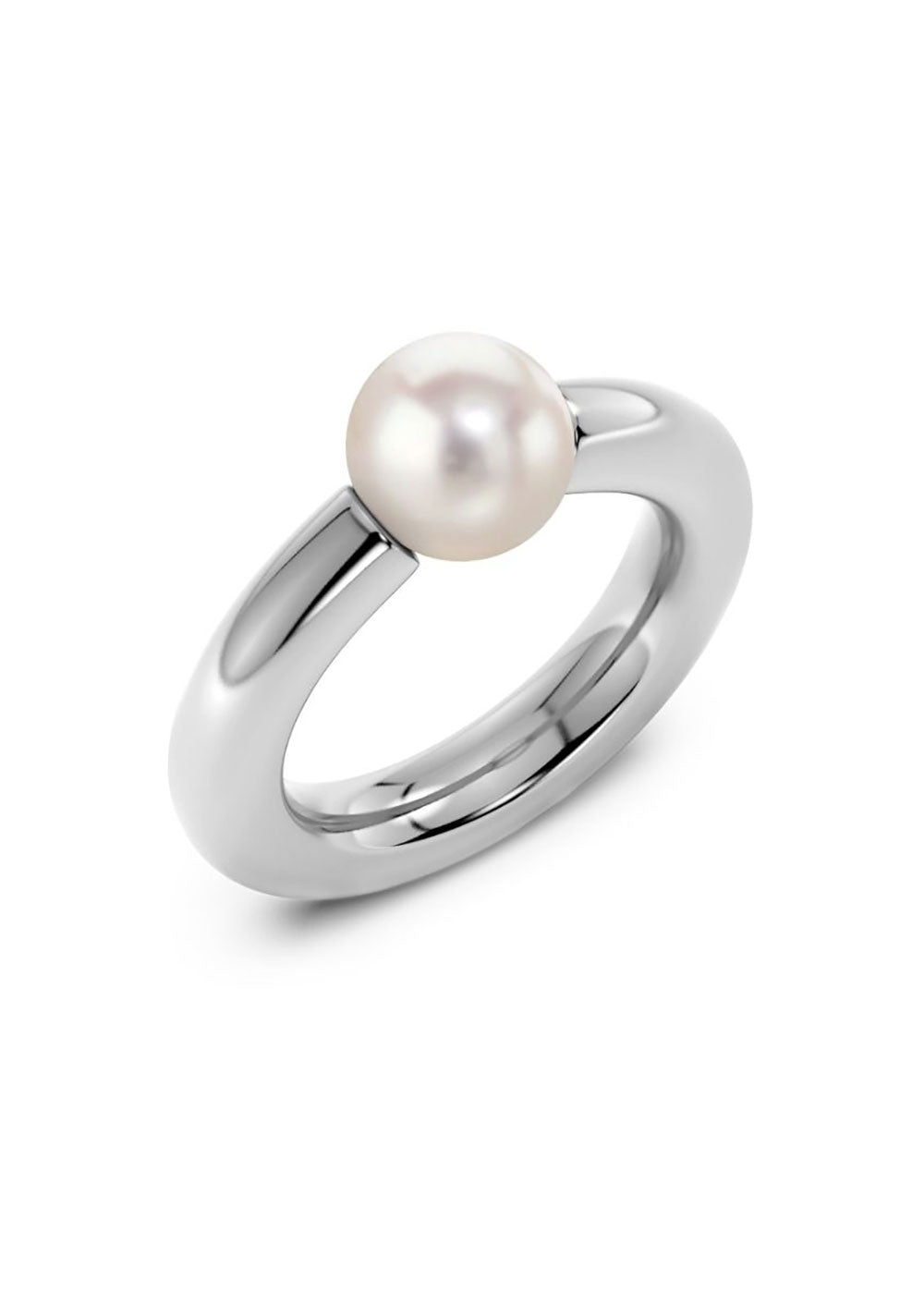 Modernist Pearl Ring Steel - Domino Style