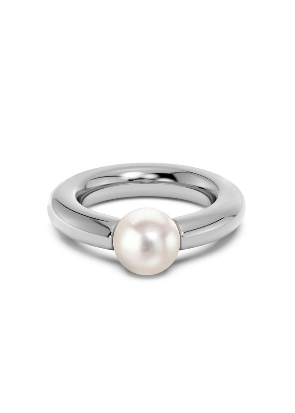 Modernist Pearl Ring Steel - Domino Style