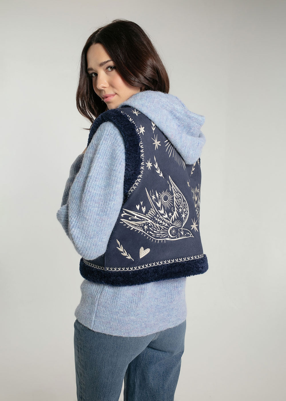 Free Bird Gilet - Navy - Domino Style