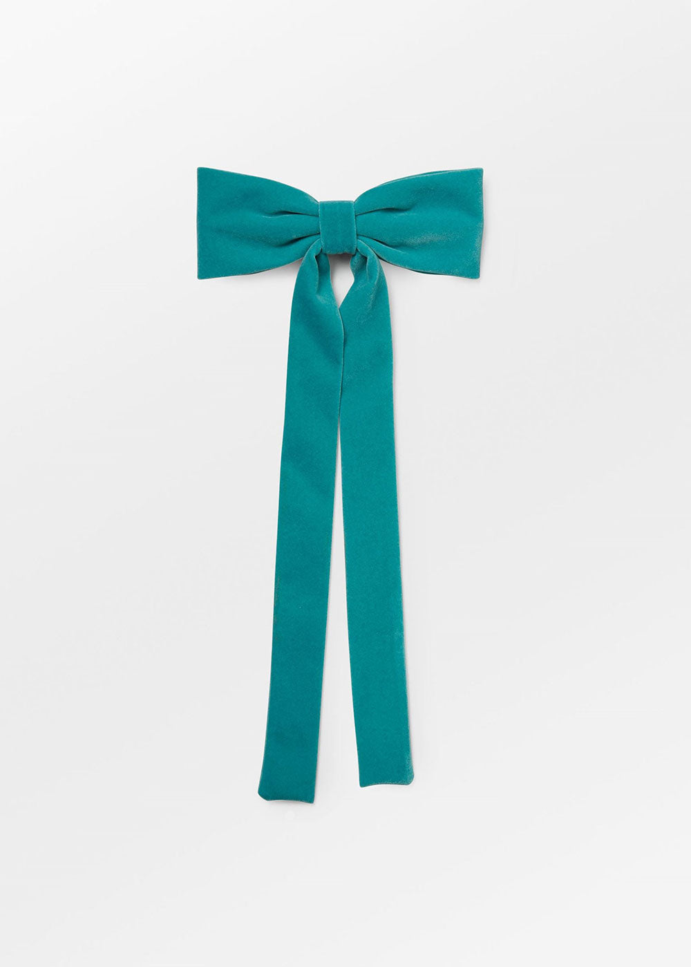 Velvet Bow Hair Clip - Spruce Green - Domino Style