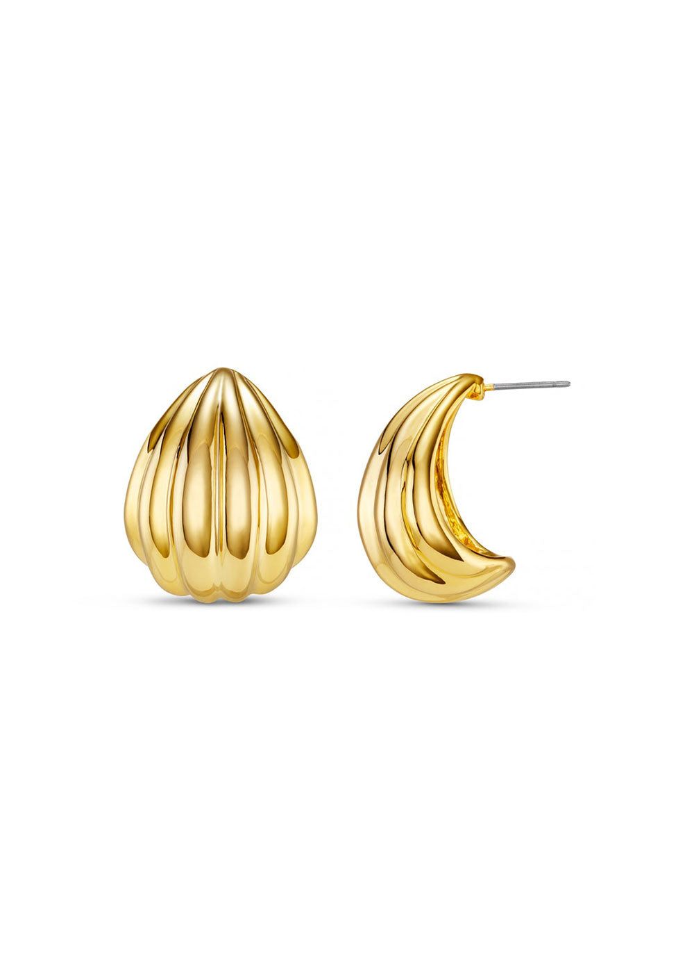 Statement Voluminous Curved Drop Earrings - Domino Style