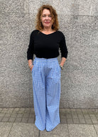 Vichy Cotton Palazzo Trousers - Domino Style