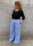 Vichy Cotton Palazzo Trousers - Domino Style