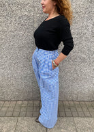 Vichy Cotton Palazzo Trousers - Domino Style