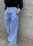 Vichy Cotton Palazzo Trousers - Domino Style