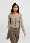 Long Cardigan with Attached Vest - Dove Grey