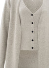 Long Cardigan with Attached Vest - Dove Grey