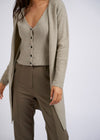 Long Cardigan with Attached Vest - Dove Grey