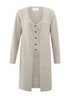 Long Cardigan with Attached Vest - Dove Grey