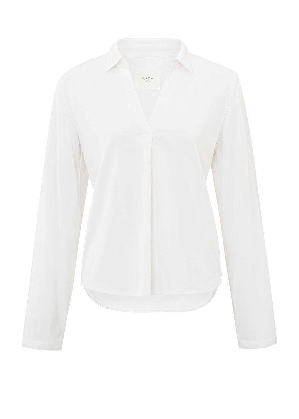 Long Sleeve V-Neck Top - White - Domino Style