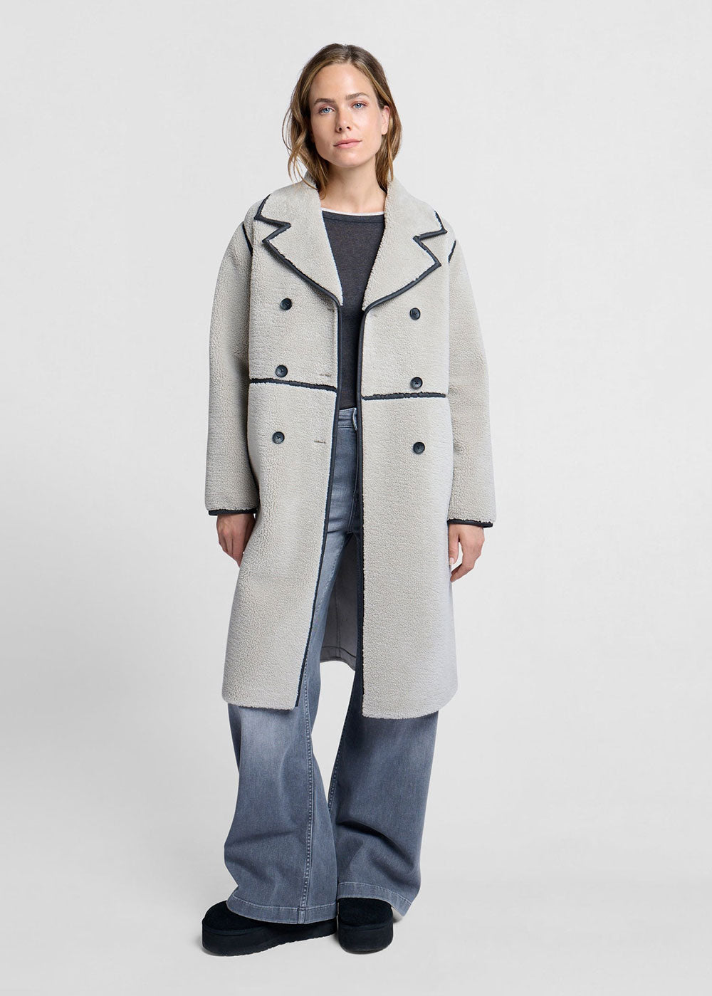 Long Teddy Coat - Domino Style