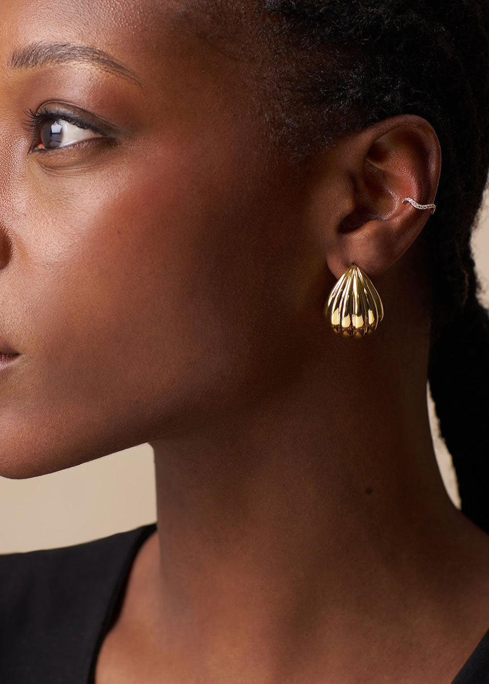 Statement Voluminous Curved Drop Earrings - Domino Style