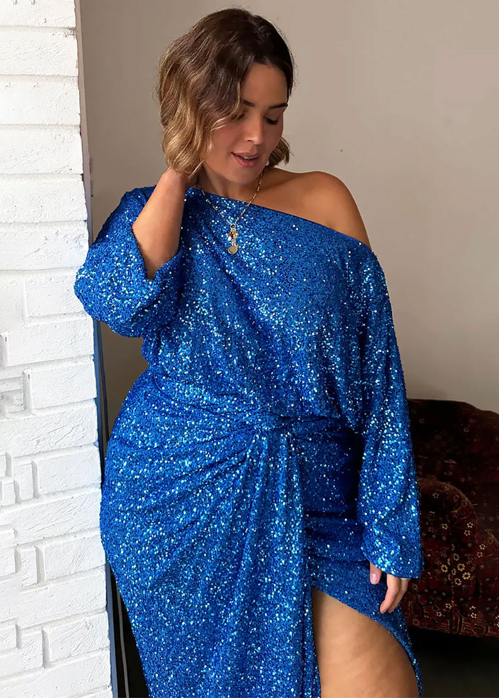 Blue Sequin Tilly Top - Domino Style