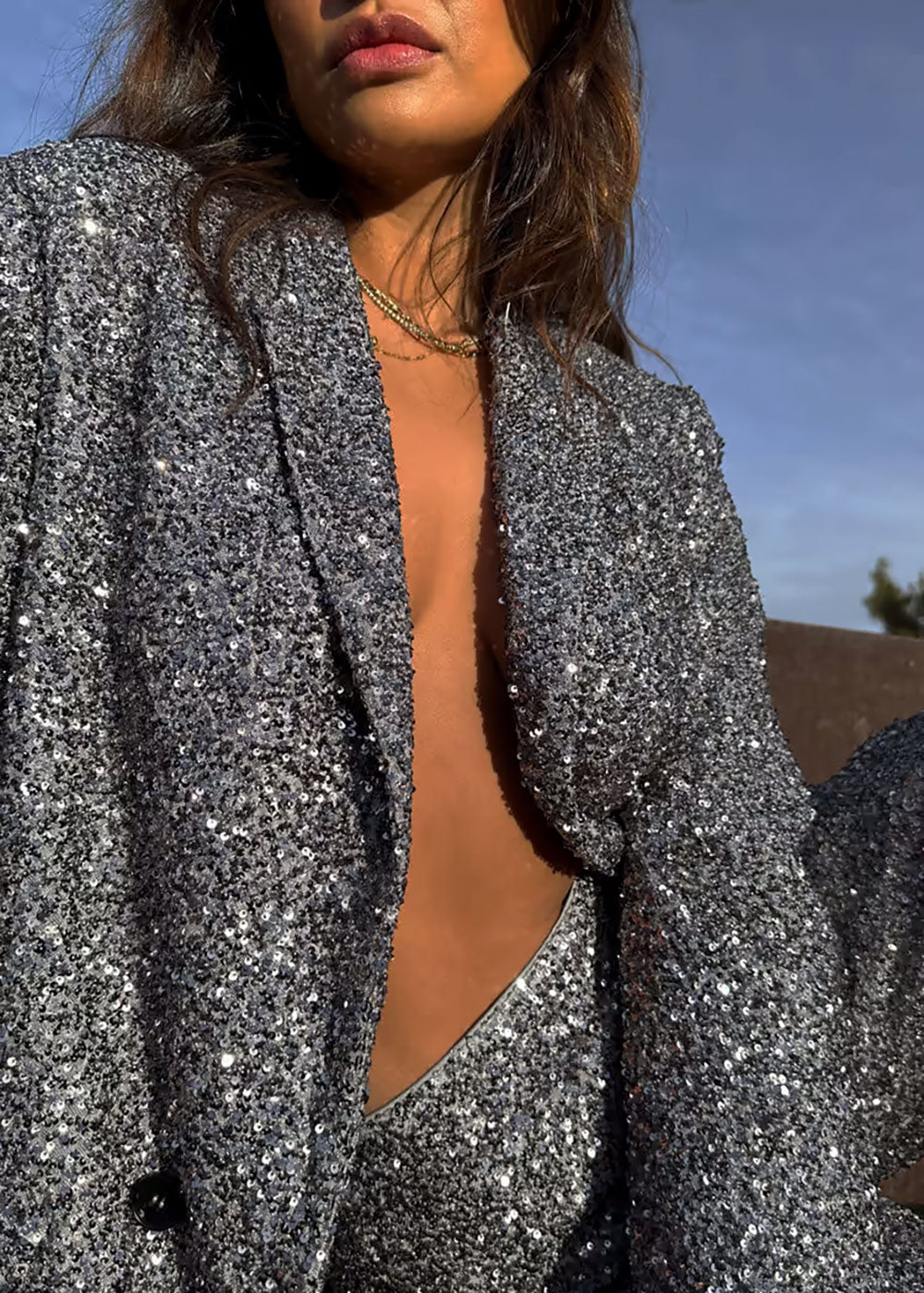 Gunmetal Sequin 54 Blazer - Domino Style