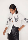 White Embroidered Swallow Shirt