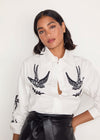 White Embroidered Swallow Shirt