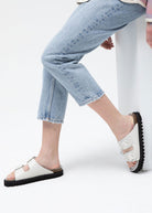 Galia Leather Sandals - White - Domino Style