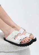 Galia Leather Sandals - White - Domino Style