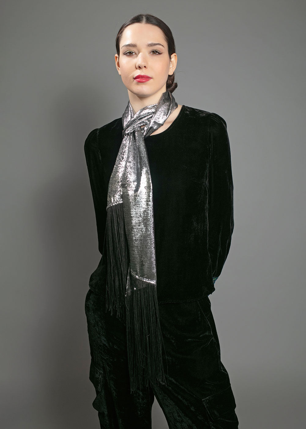 Stevie Scarf - Silver - Domino Style