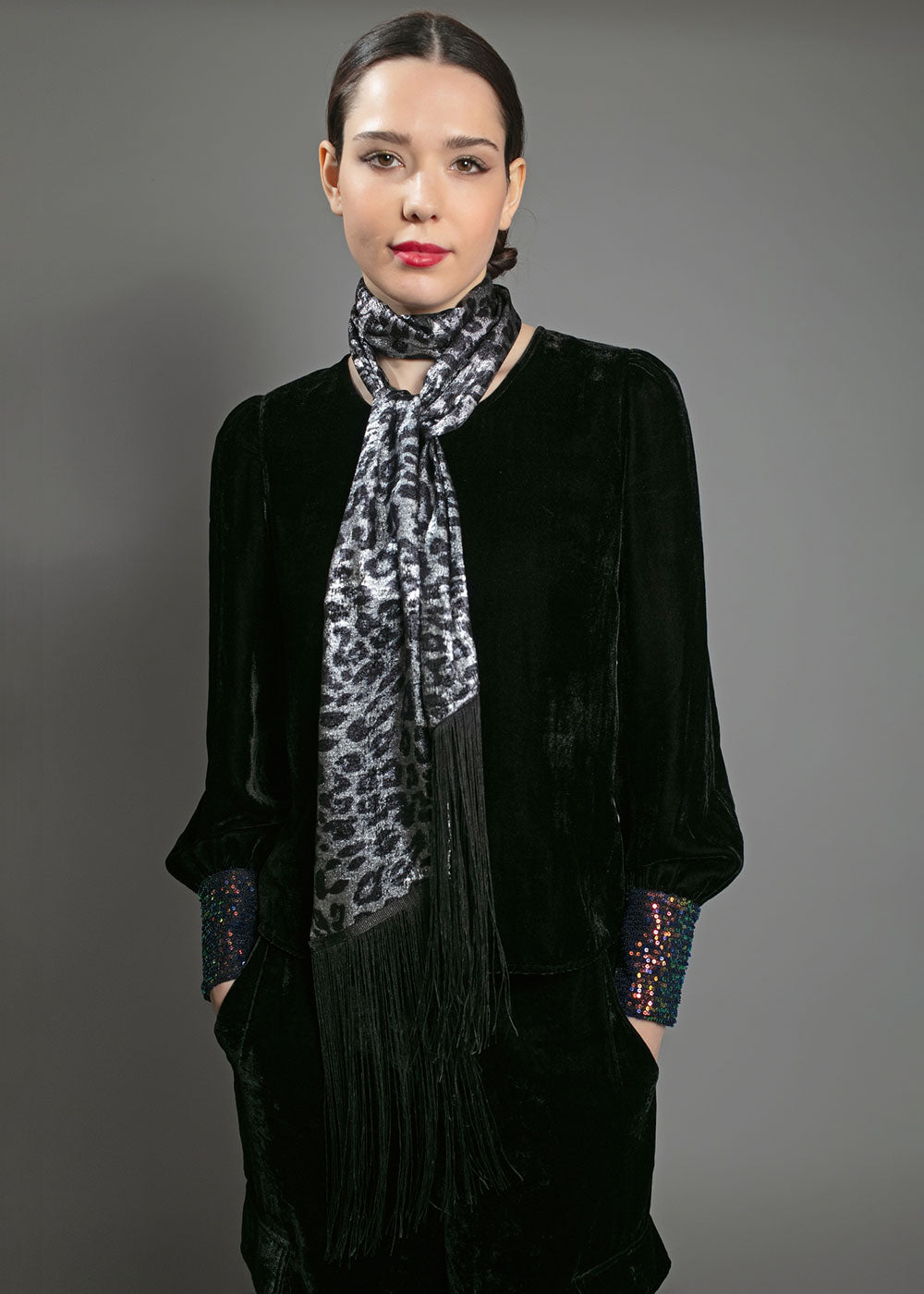 Stevie Scarf - Silver Leo - Domino Style