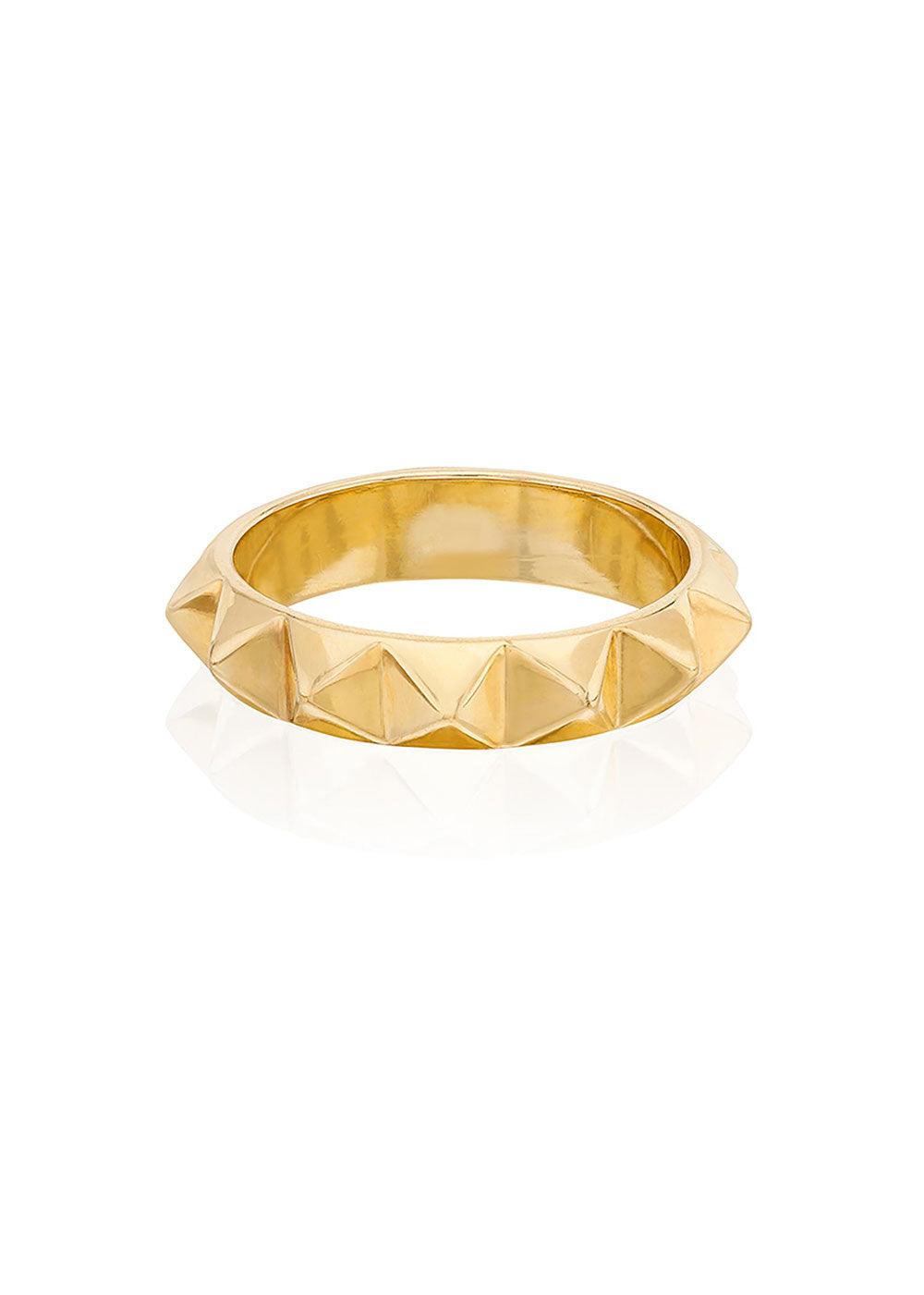 Studded Stacking Ring - Gold - Domino Style